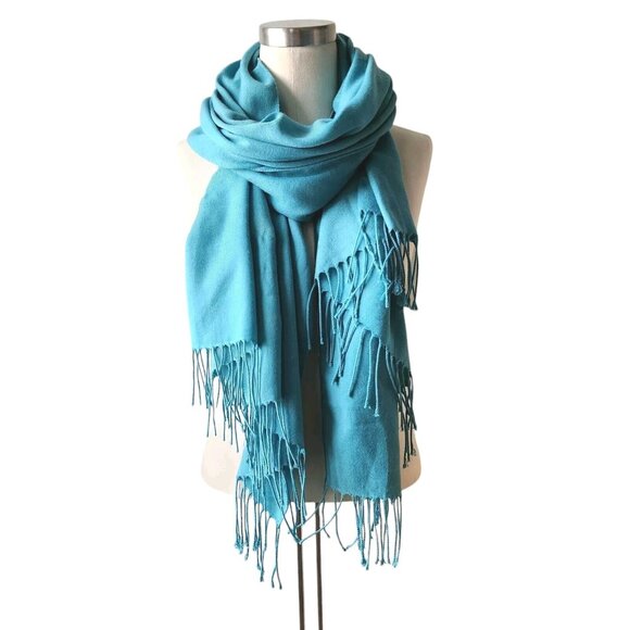 Pashmina Wide Scarf Wrap Shawl Fringed OS 71"×31" Made In Italy - Picture 1 of 7